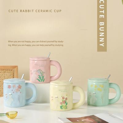 Rabbit Cups  Cute Mugs Household Water Cups  High Appearance Level Ins Coffee Cups Girls' Office Breakfast Cups