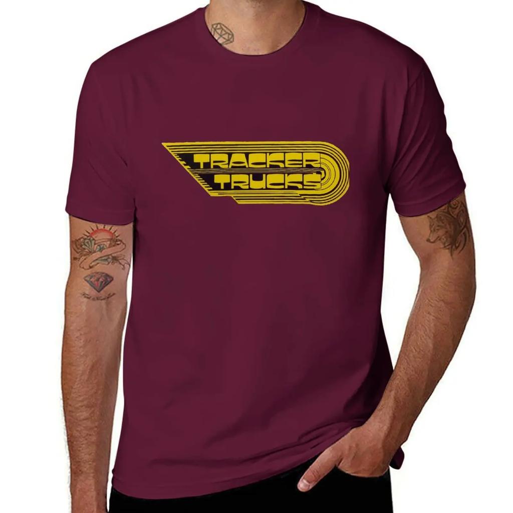 Tracker Trucks, Retro Skateboard T Shirt Design T-shirt Graphics Korean Fashion Black T-shirts for Men