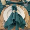10Pcs 32x32cm Handmade Cloth Napkins with Fringe, Delicate Rustic Decorative Table Napkins for Wedding/Dinner/Party