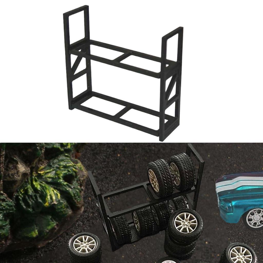 1/64 Scale Tires Rack,Wheel Rack Holder Spare Tire Carrier Rustproof Diorama Collection Wheels Tyre
