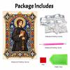 5D Framed Pearl Painting Kit Saint Religious Christian Icon Pattern Sparkling Bead Art Canvas Ready to Display Romantic Home Decor Gift