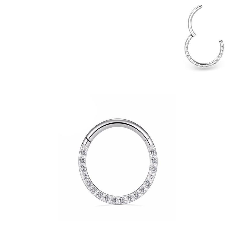 Stainless Steel 316L Zirconia Inlaid Nose Ring & Ear Cartilage Jewelry