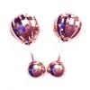 Exquisite Russian 585 Purple Gold Shiny Car Flower Screw Ball Stud Earrings Plated Rose Gold Ball Stud Earrings Jewelry