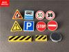 Non-Toxic 50Pcs/Lot Road Sign With Clip-On Stop Bus Station Thoroughfare Construction Worker Building Blocks Figure Diy Toys Kids Gifts