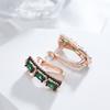 Green Natural Zircon English Earrings For Women  Rose Gold And Black Plating Vintage Earrings Wedding Jewelry