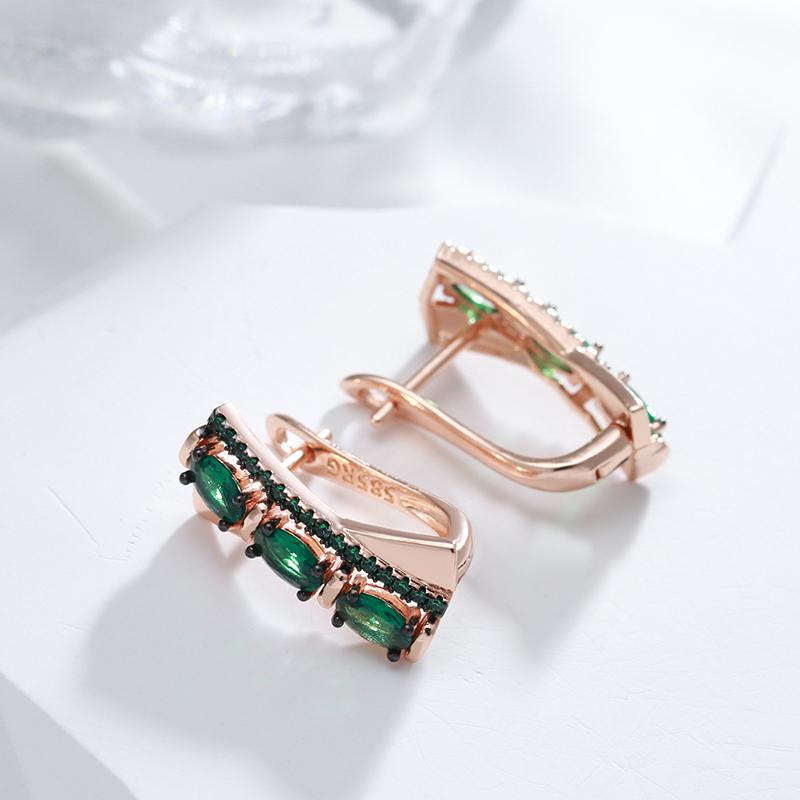 Green Natural Zircon English Earrings For Women Rose Gold And Black Plating Vintage Earrings Wedding Jewelry