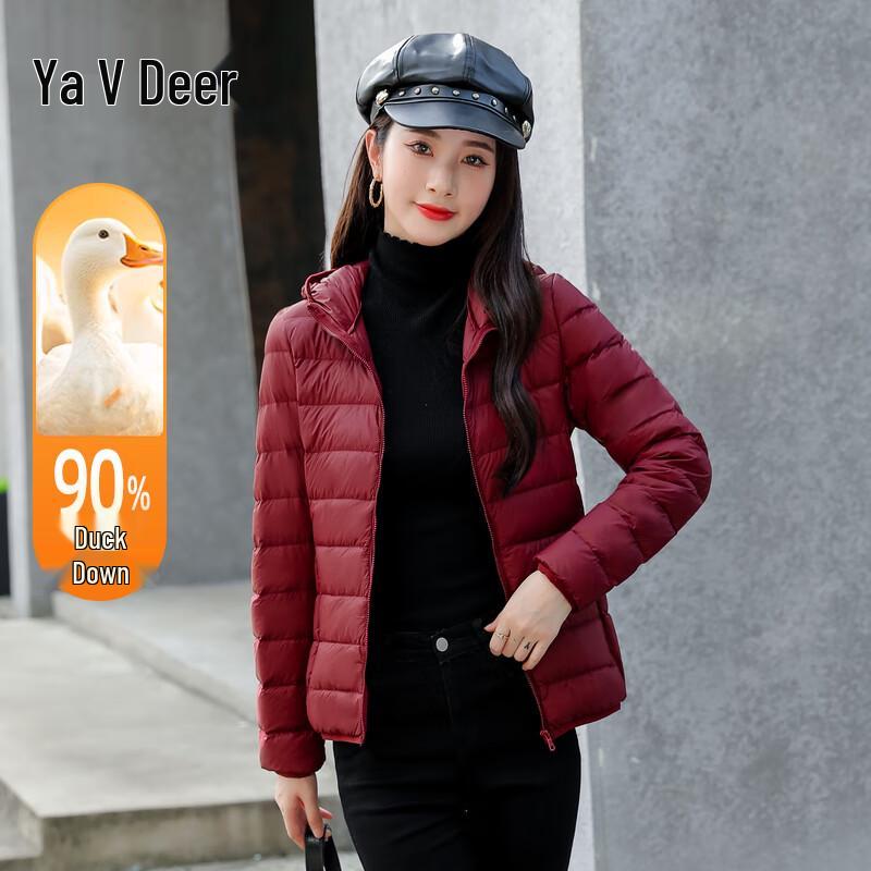 

Yalu Women s Lightweight 90% White Duck Down Hooded Jacket M