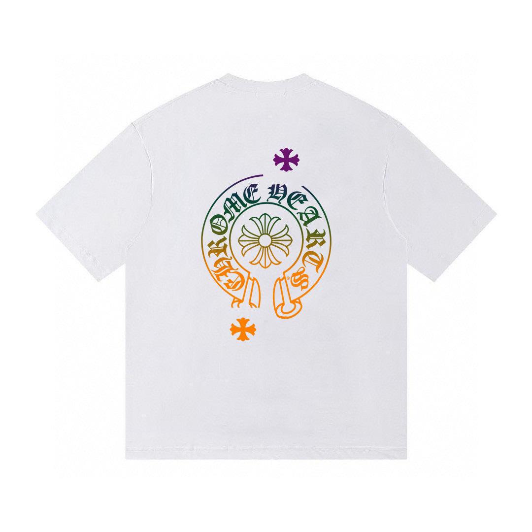 

T27 CHROME HEARTS 2026 Літня Нова Високоякісна Бавовняна Футболка з Круглим Вирізом, Вільний Великий Розмір, Чоловіча та Жіноча Футболка, Футболка для Пари L білий