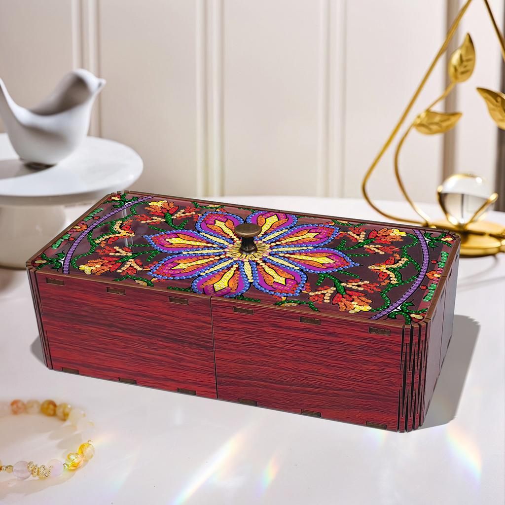 DIY Diamond Art Wooden Storage Box with Lid Diamond Art Painting Storage Box Kit Unique Office Desk & Vanity Organizer