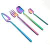 4pcs Rainbow Dining Knife Spoon Fork 304 Stanless Steel Flatware Cutlery Sets Ice Cream Dessert Coffee Spoons Dinnerware