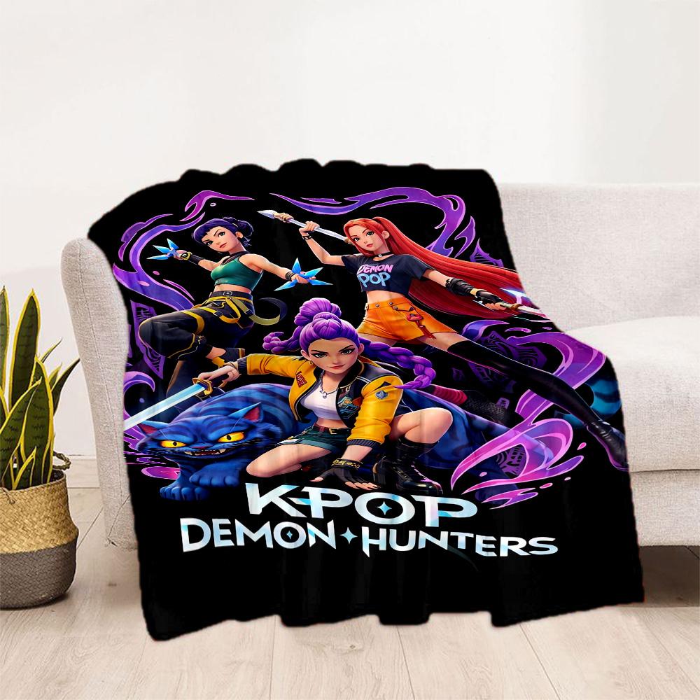 1pc K-Pop Demon Hunters Blanket Comfortable Soft Lightweight Multi Seasonal Blanket Travel Camping Picnics Sofa Office bedroom Perfect Gift Friends