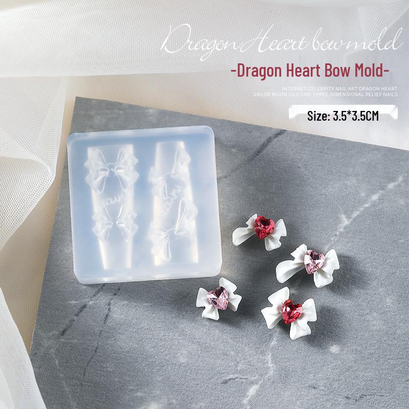 3D Silicone Embossed Nail Art Molds - Dragon, Heart, Bow, Anime Girl Carving Tools