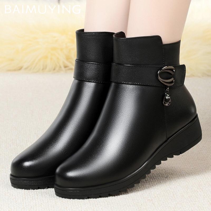 Platform Women Ankle Boots Flats Fashion Leather Shoes Woman 2025 Trend Winter Designer Brand Cozy Walking Casual Zapatos Mujer