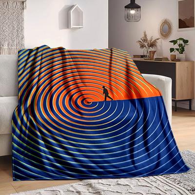 1pc Spiral Path Blanket, Lightweight Flannel Throw Blanket for Sofa, Bed, Travel, Camping, Living Room, Office, Couch, Chair, and Bed