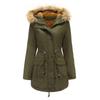 New European Size Fleece-lined Cotton-padded Coat Hooded Fur Collar Winter Warm Coat Plus Size Women's Cotton-padded Jacket