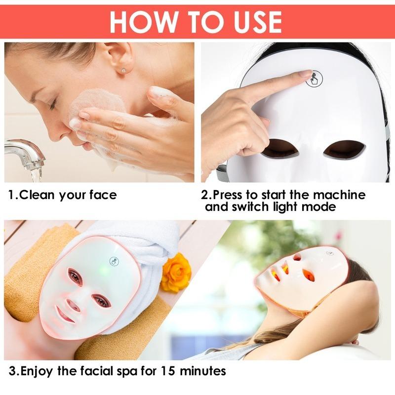 7-Color LED Facial Mask USB Rechargeable Portable Skin Care Beauty Device