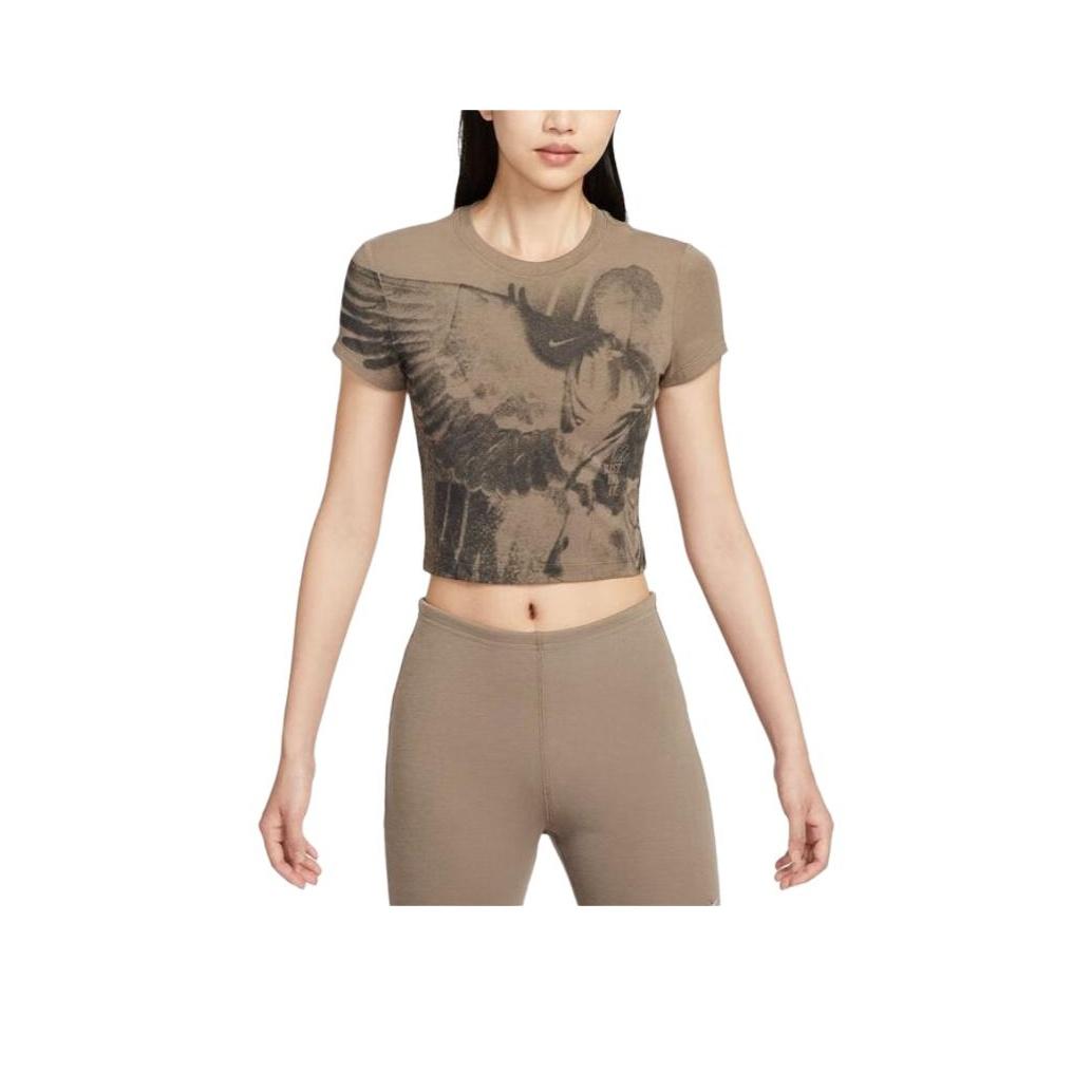 Nike As W Nsw Nk Chll Knt Crp Round Neck Fashion Sports Versatile Short Sleeve T-Shirt Women T-Shirt HV5001-214 M