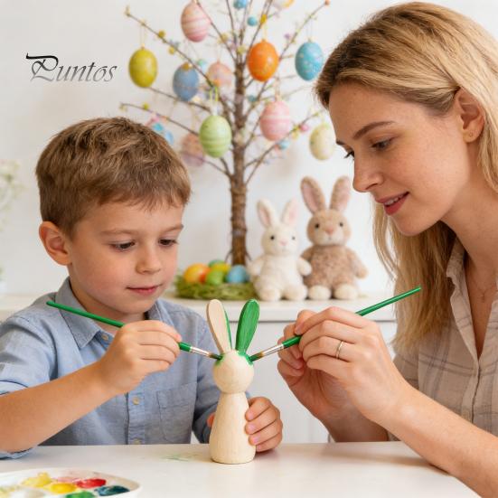 Animal Figurine for Painting Unfinished Wooden Rabbit Crafts DIY Mini Wood Bunny Easter Craft Project Blank Peg Dolls Crafting Home Decor Smooth