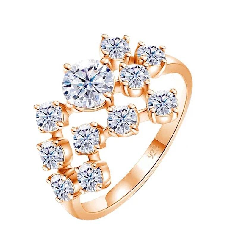 Full D Moissanite Ring 925 Sterling Silver Lab Diamond Wedding Band Engagement Designer Rings Gifts for Women Pass Tester