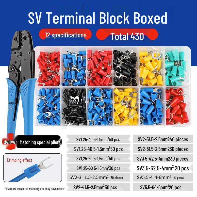 Tubular Needle Terminal Set: RV Crimp Pliers & SV/OT/UT Copper Lugs