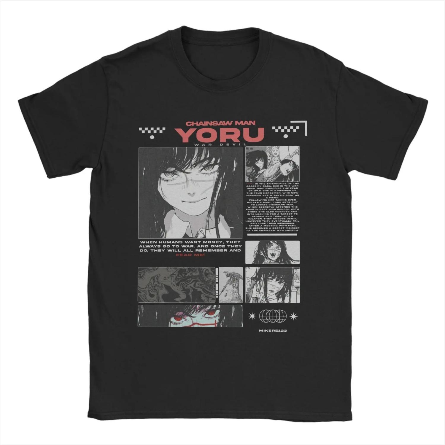 

Vintage Yoru Chainsaw Japanese ga T-Shirts for O Neck Cotton T Shirt Short Sleeve Tees Unique Clothes S чёрный