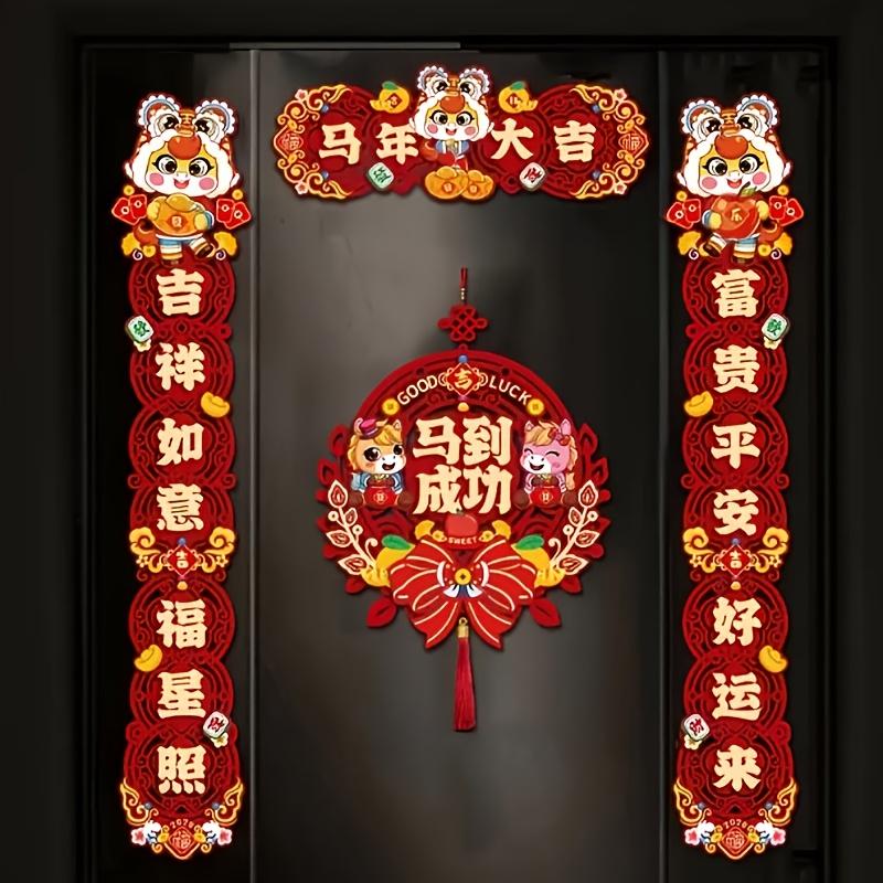 4pcs Chinese Spring Festival Couplets 2026 Year of The Horse Wall Stickers New Year Door Window Stickers Couplet Home Decor Gift