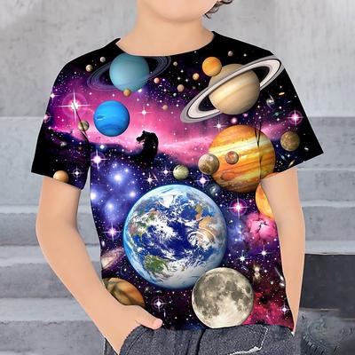 Children's Round Neck Short Sleeved T-shirt Fashionable Printed Pullover Clothing