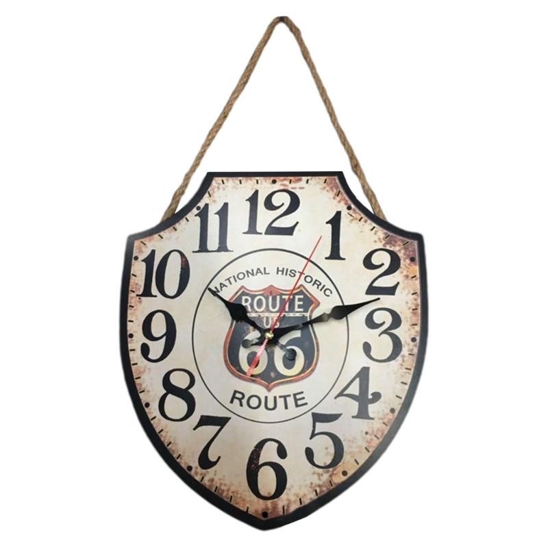 

Ретро настенные часы в виде щита, деревянные художественные часы, ретро настенные украшения, принадлежности для украшения школы, офиса, спальни