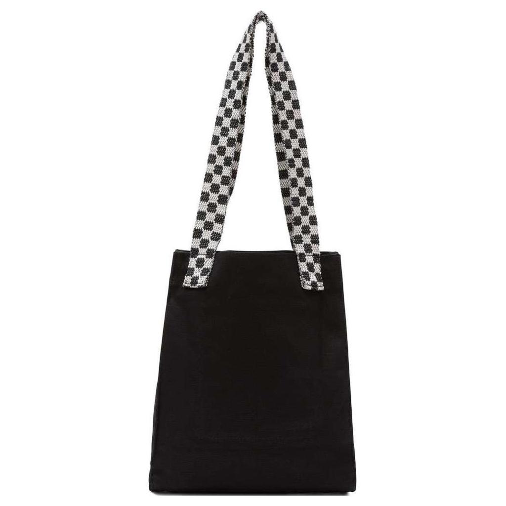 Vans Iconic Checkerboard Pattern Cotton Tote Bag Unisex Tote Bags Black VN000GG2BLK