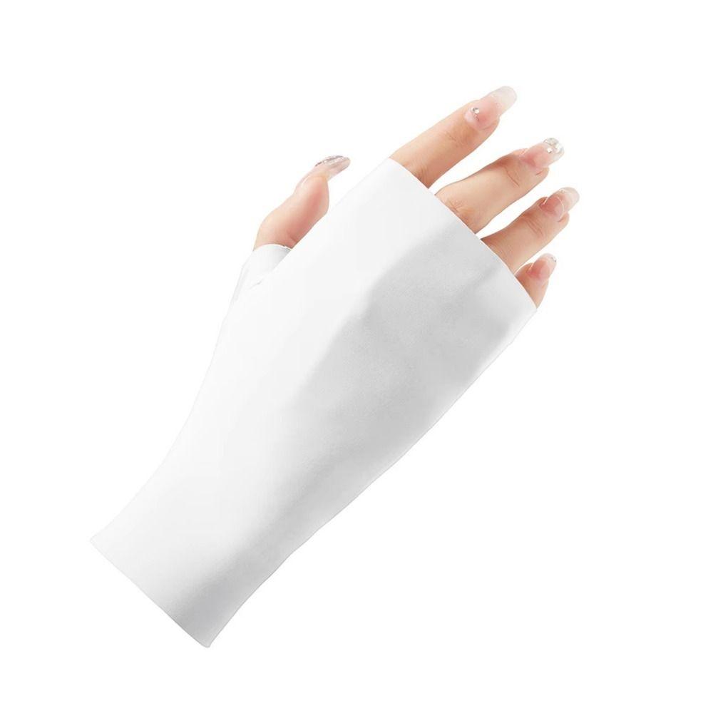 Thin Sun Protection Gloves Pure Color Anti-uv Fingerless Gloves Fashion Sunscreen Mittens  Summer