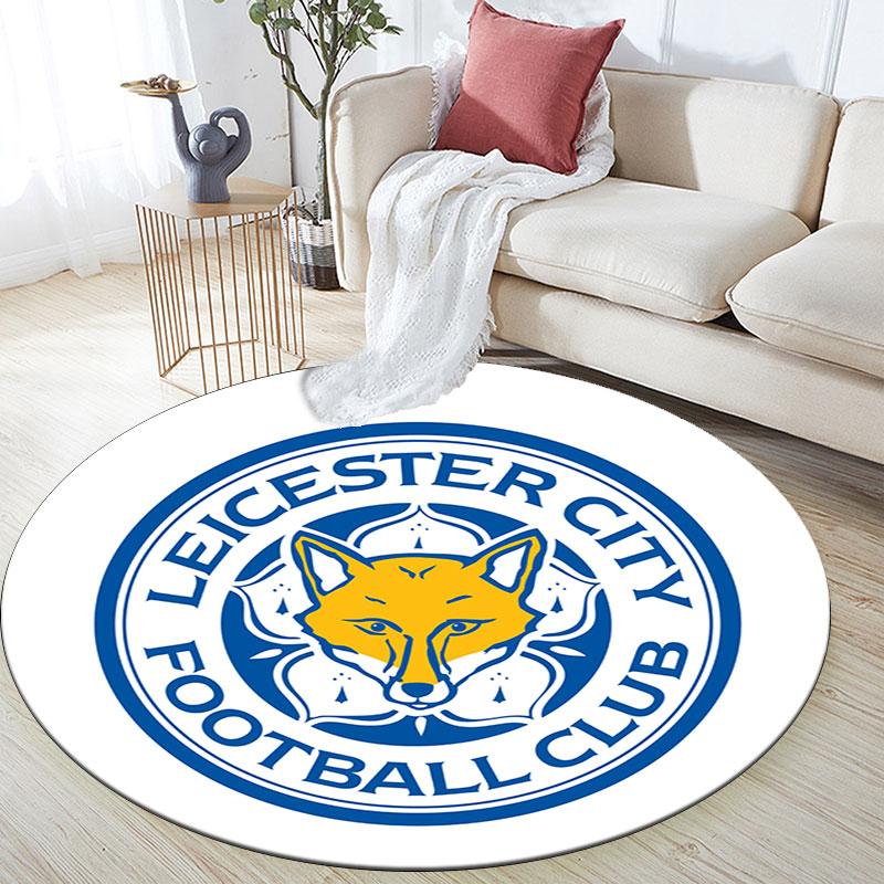 Tappeto Rotondo Stampato Leicester City, Tappeto Circolare Antiscivolo Lavabile per Soggiorno Camera da Letto Sala Giochi, Decorazione per Fan Sportivi, Regalo di Compleanno Festivo