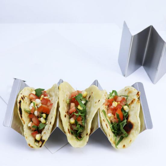 Stainless Steel Taco Holder Tortilla Serving Rack Reusable Taco Plates Burrito Rack for Kitchen Restaurant
