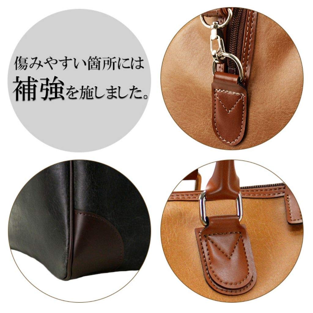 Hergestellt in Toyooka Boston Tasche für 2 Nächte Altes Leder Stil Japanische Tasche Reisetasche Geschäftsreise 50cm 33L Herren Damen (Schwarz)