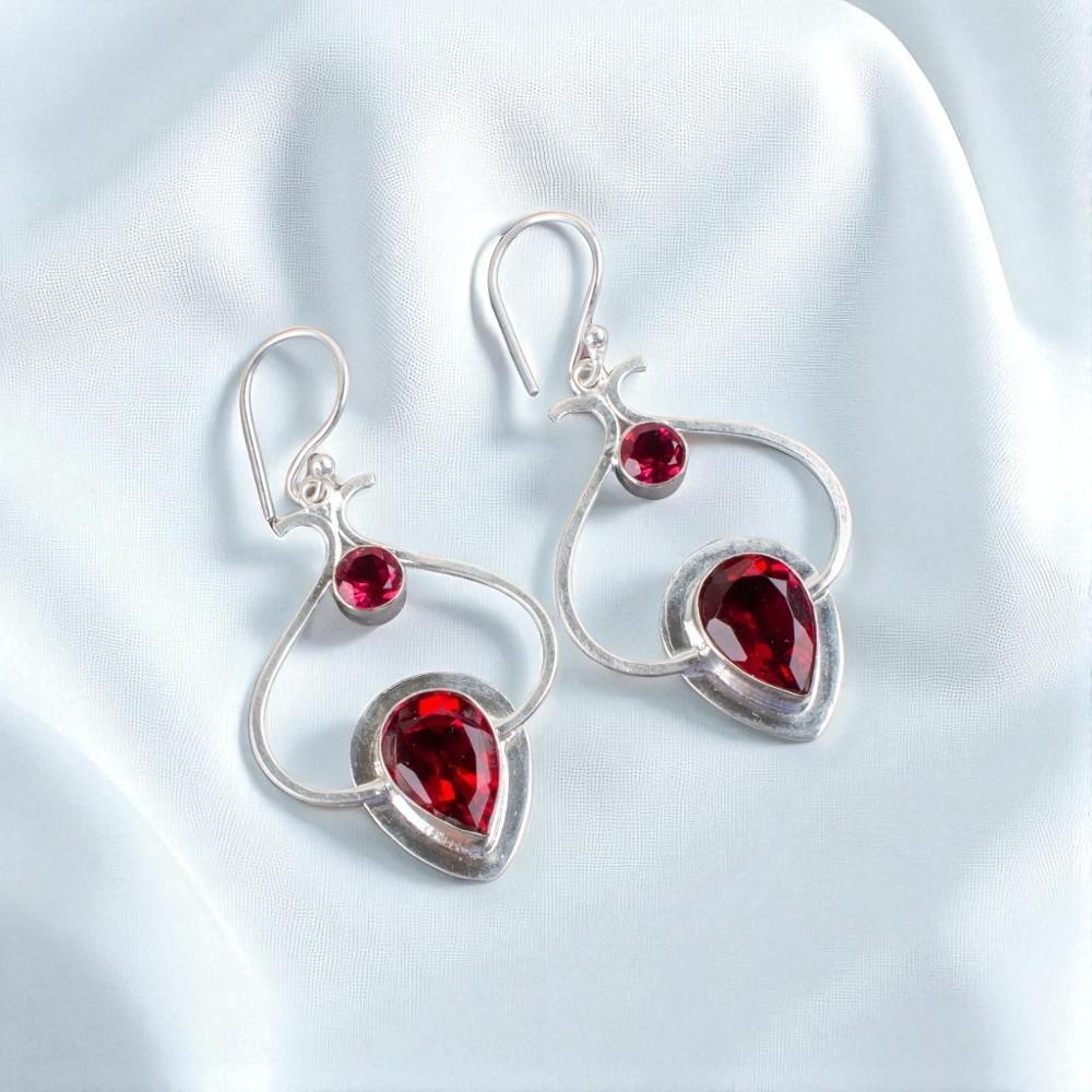 Rare Pink Rubellite Gemstone 925 Sterling Silver Jewelry Handmade Earrings 2.2" EE-80-4