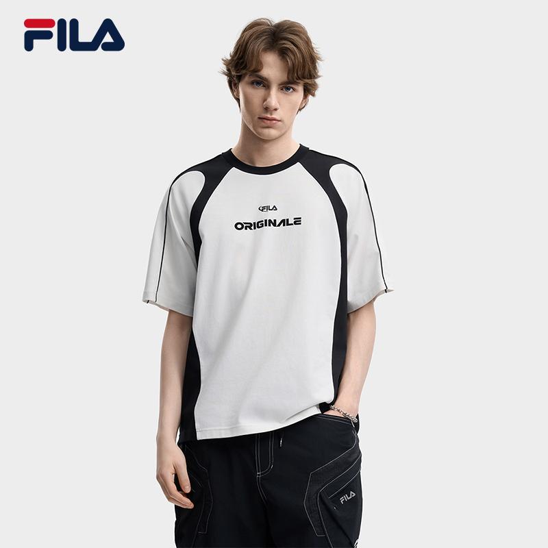 FILA Original Simple Versatile Fashion Comfortable T-Shirt Men tops Cloud-Mushroom-White F11M629119FWT