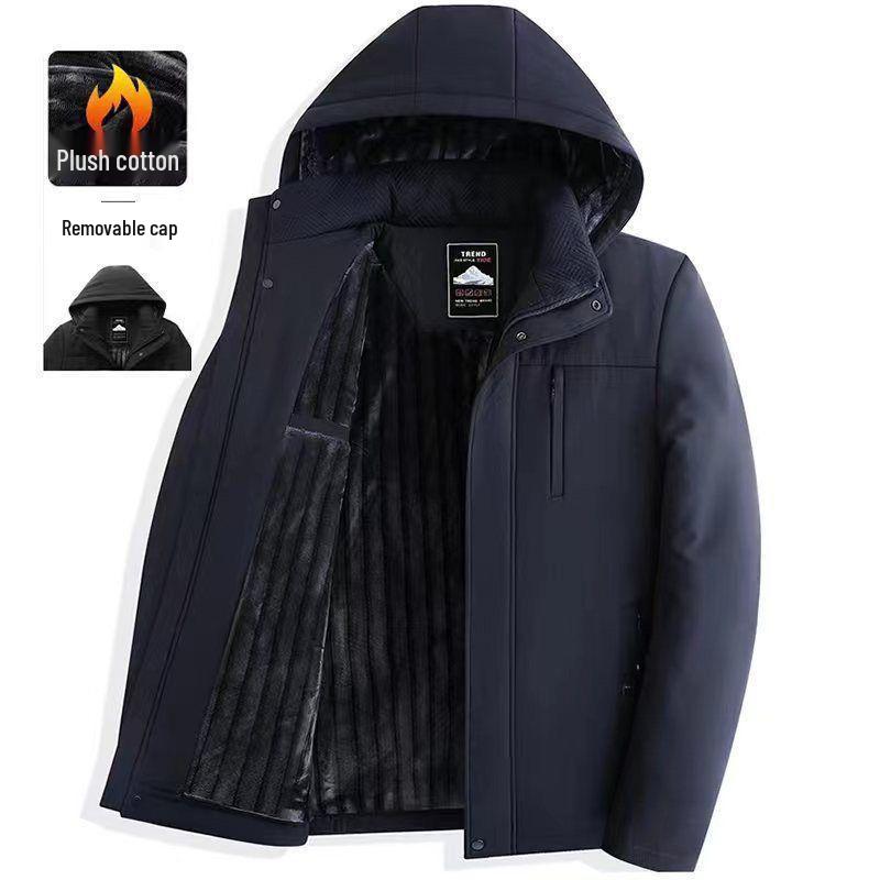 

Men s Winter Plus Velvet Thickened Jacket for Middle-Aged & Elderly - Fur Collar Dad Style Padded Coat 175/L (100-125 Jin)