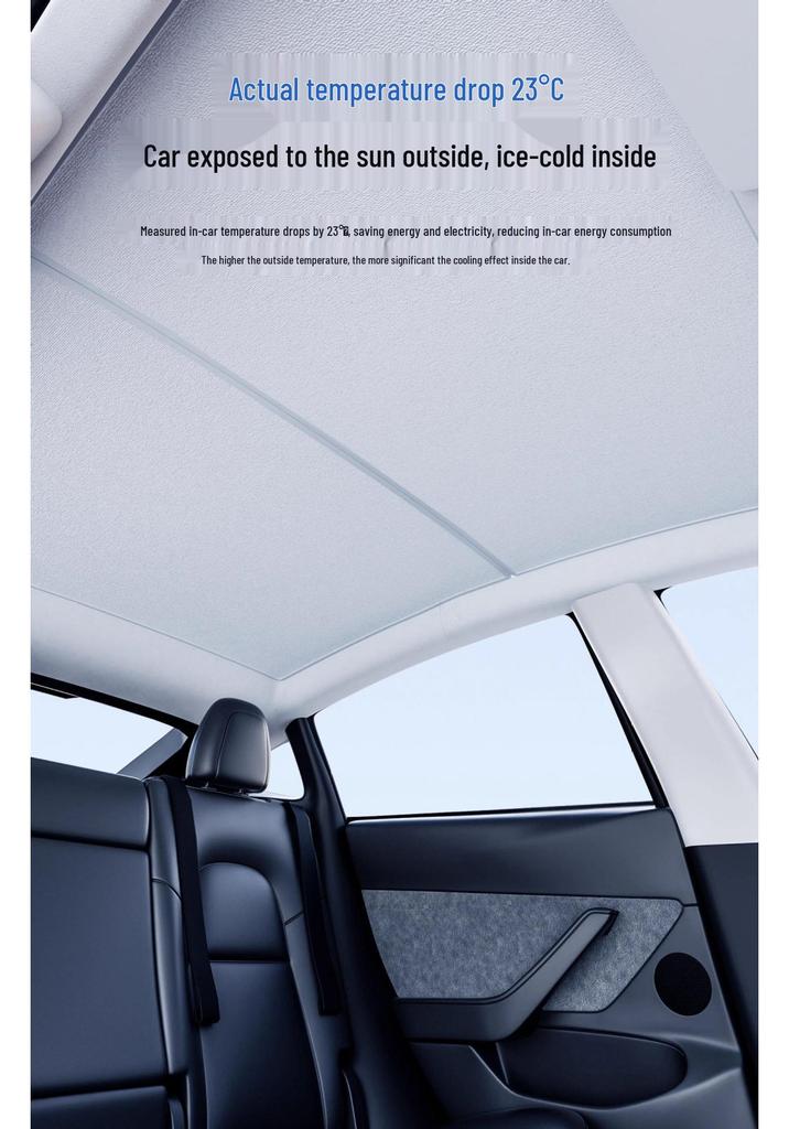 Compatible Sunshade for Tesla Model Y/3/YL: Sunroof, Front Windshield, and Rear Window Heat Insulation.