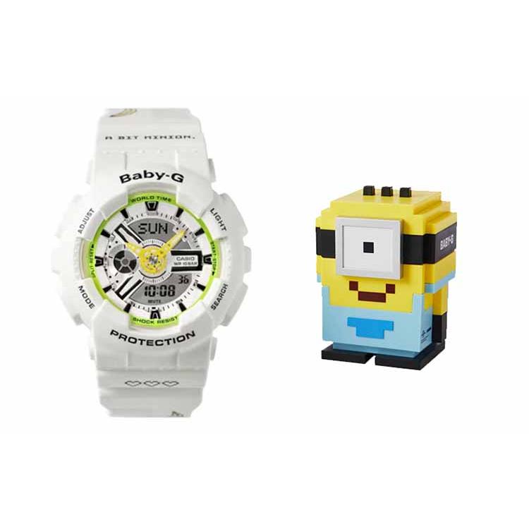 CASIO BABY G Minion Co branded Model Quartz Movement Resin Strap Watch Women's Watch White Dial BA-110MON21-7APRM-person