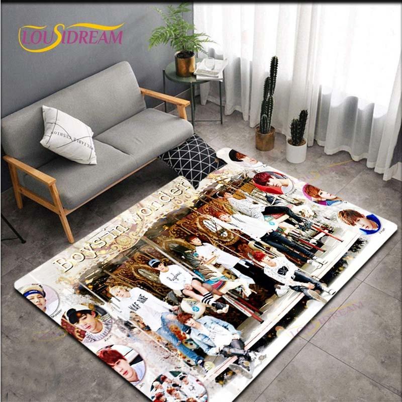 Alfombra de Área Más Nueva de Kpop Bangtan Boys BTS Alfombrilla de Piso para Juegos Infantiles Alfombra Decorativa Más Nueva con Patrón 3D para Sala de Estar