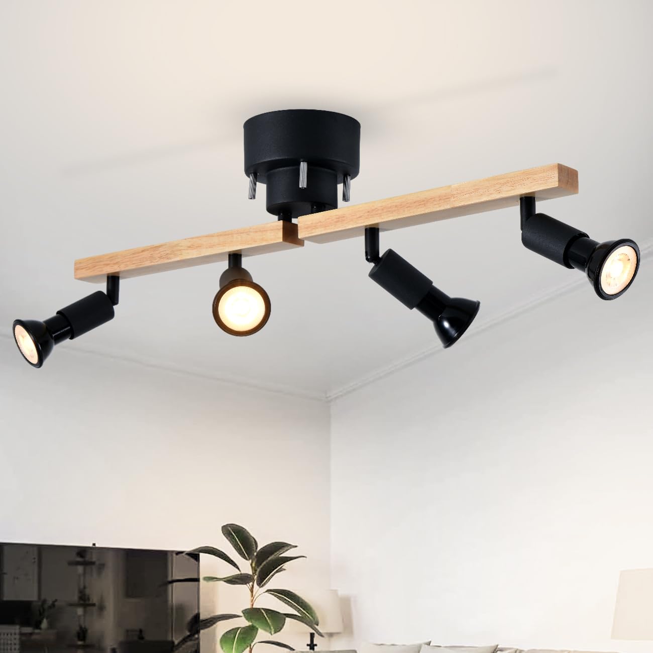 

LVWIT 4-Light Ceiling Light, LED Spotlight, E26 Base, Includes LED Bulbs, Dimmable, Color Adjustable, 6W Power Consumption (40W Equivalent), Remote