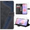Flip Case - BOOLING - for Samsung Galaxy A37 5G - Black Blue PU Leather - 2 Tempered Glasses