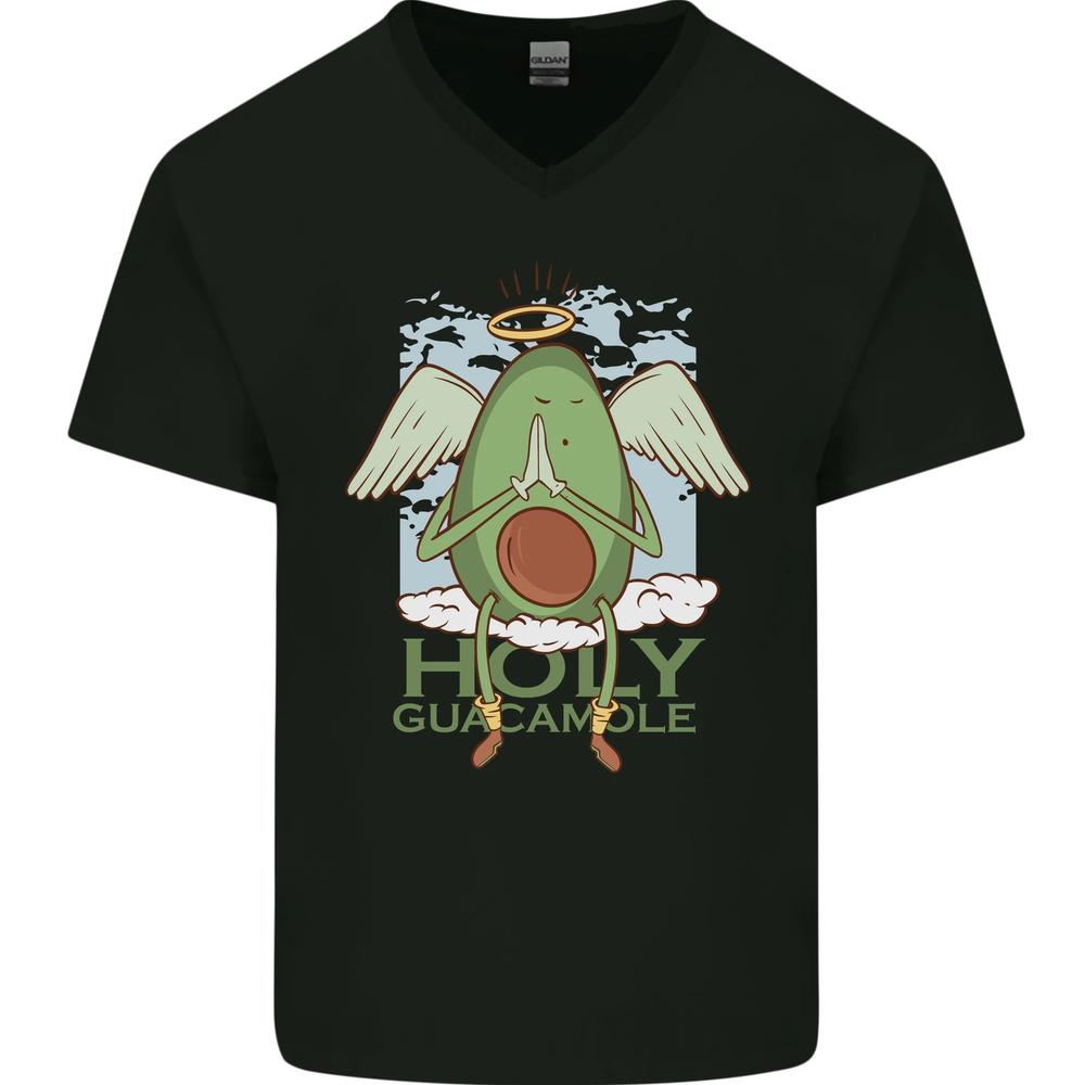 Holy Guacamole Funny Food Angel Mens VNeck Cotton T-shirt S