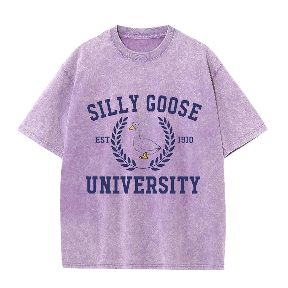 2026 Sommer Unisex Lustige Gans Universität Grafik T-Shirt Lustig Baumwolle Rundhals Kurzarm Locker Lässig Täglich Streetwear Oberteil