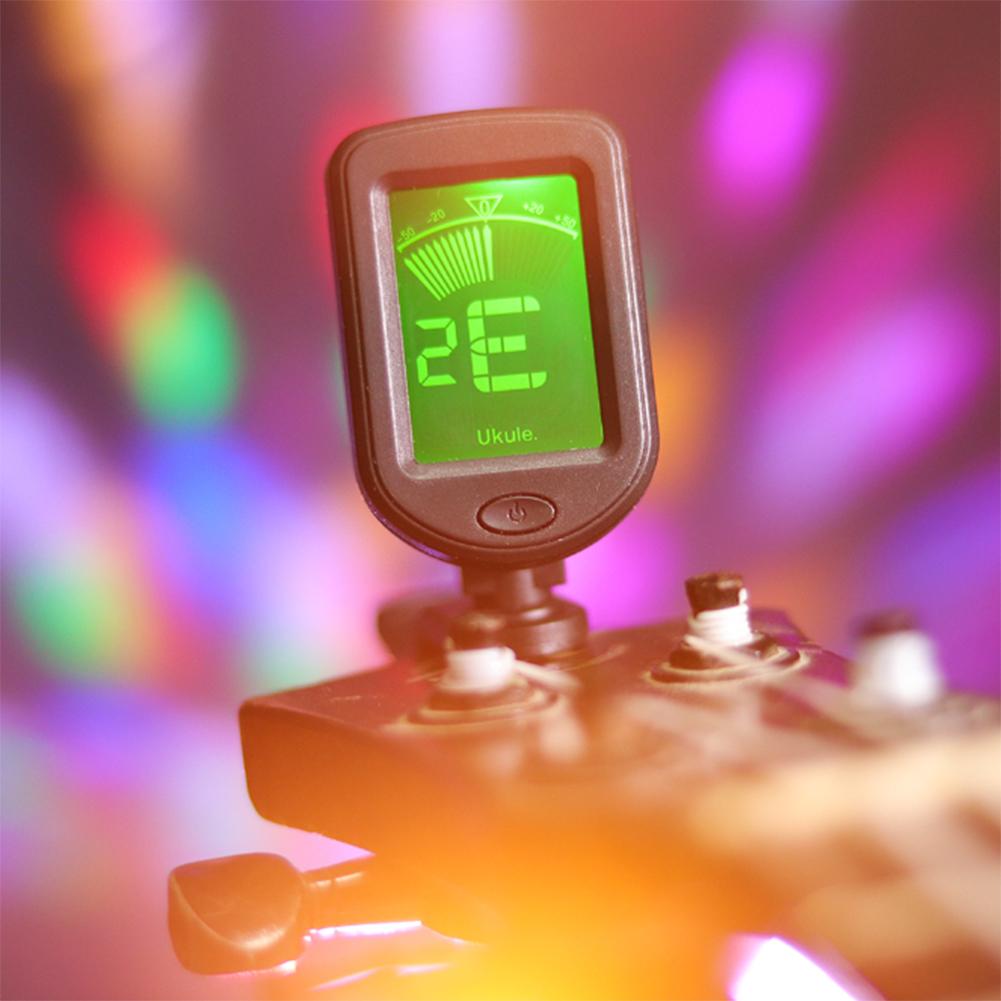 LCD Display Guitar Tuner 3V Button Battery Clip-On Tuner Chromatic Tuner for Guitar/Bass/Violin/Ukulele Chromatic Tuning Modes