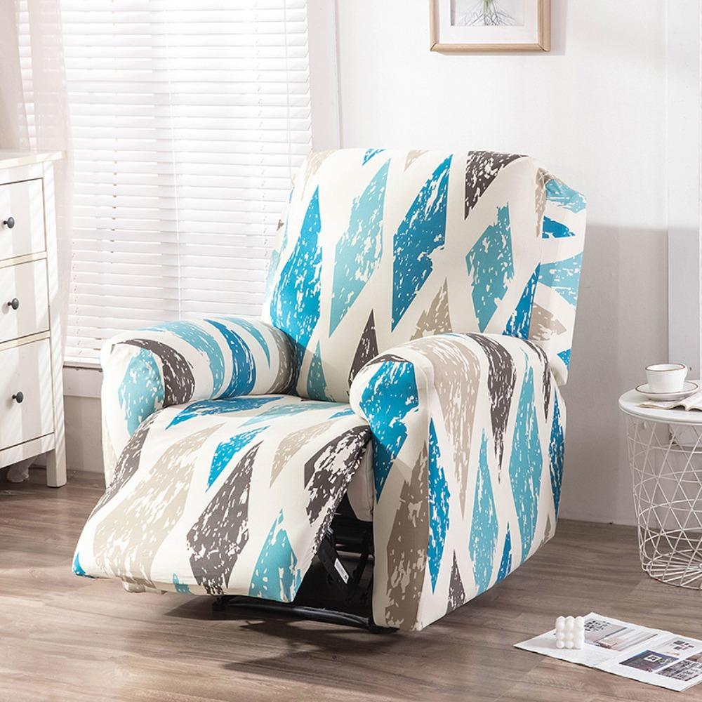 Elastic Recliner Sofa Cover Full Protection Thick Fabric Slipcover with Floral Print for Rocking Chairs