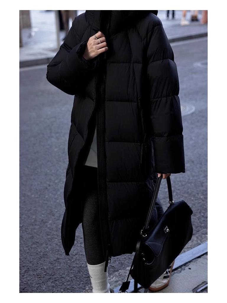 2025 Korean Style Women's Warm Hooded Mid-Length Down Coat