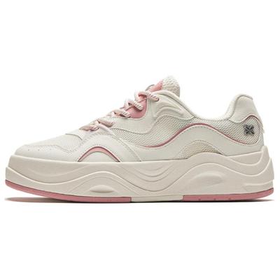Seaweed Height Increasing Lightweight Low-Top Skateboard Shoes Women's White Pink Sneakers 922428011-6