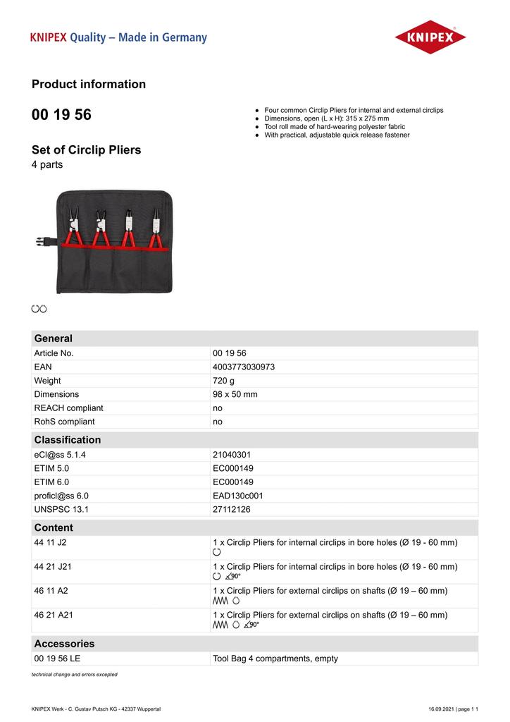 CIRCLIP PLIERS SET 4 PCS - KN 00 19 561