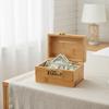 Combination Lock Wooden Piggy Bank Savings Treasure Box with 3 Digit Code Secure Small Safe for Kids Money Storage Box Home