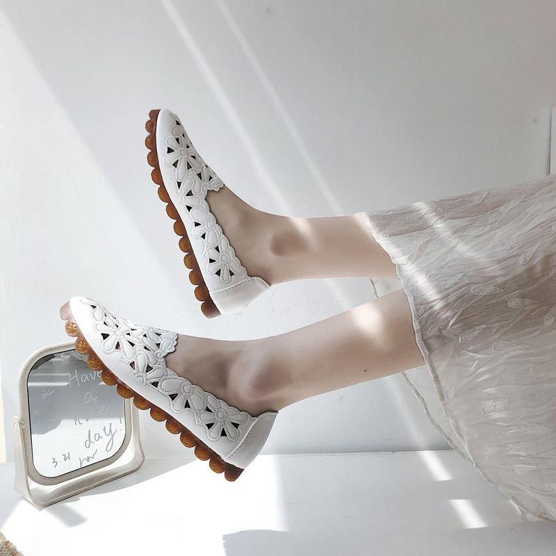 Spring  Summer Hollow Sandals Women's All-match Hole Shoes Flat with Soft Bottom Non-slip Peas Shoes Flat Bottom